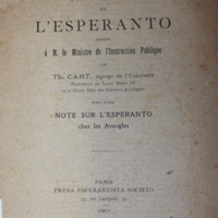 Rapport sur l&#039;esperanto addressé  à M. le Ministre  de l&#039;instruction publique