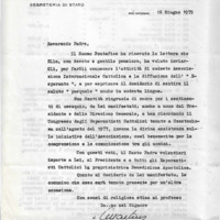 Lettera della Segreteria di Stato a Giacinto Jacobitti