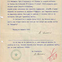 Lettera di Berardo Saccani per la nomina a delegito por esperanto-servoj